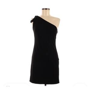 Laundry by Shelli Segal acymetric one shoulder party cocktail dress black 6